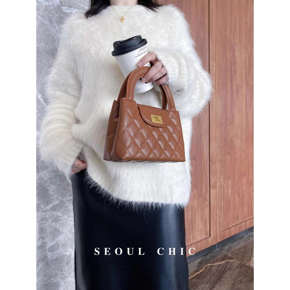SEOULCHIC high end antique style handbag new car stitching diamond grid single shoulder crossbody chain bag