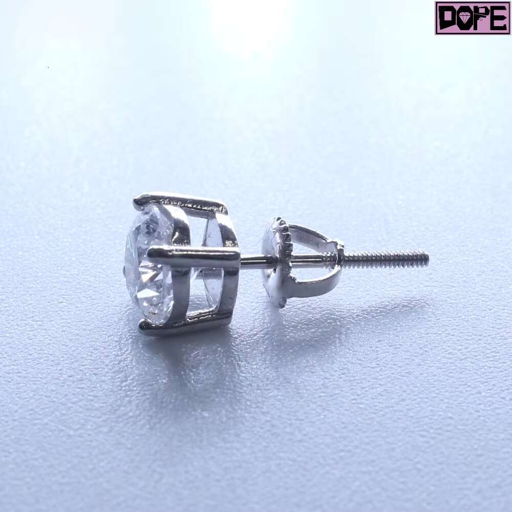 5mm 6mm 7mm Customized Moisssanite Earring Solid 14k White Gold VVS Moissanite Stud Earrings