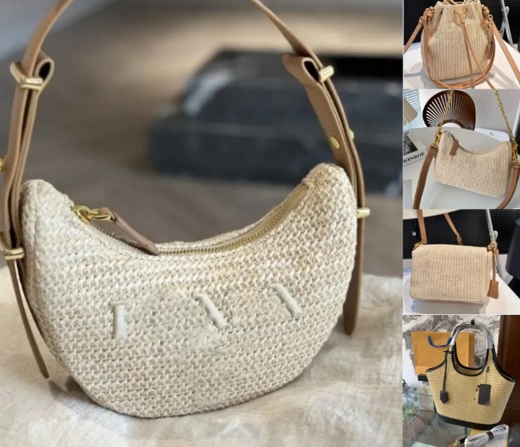 Designer Shoulder Bag Womens mens straw bags armpit bags Crossbody half moon bags Luxurys purse handbag real Leather tote clutch underarm Bag strap