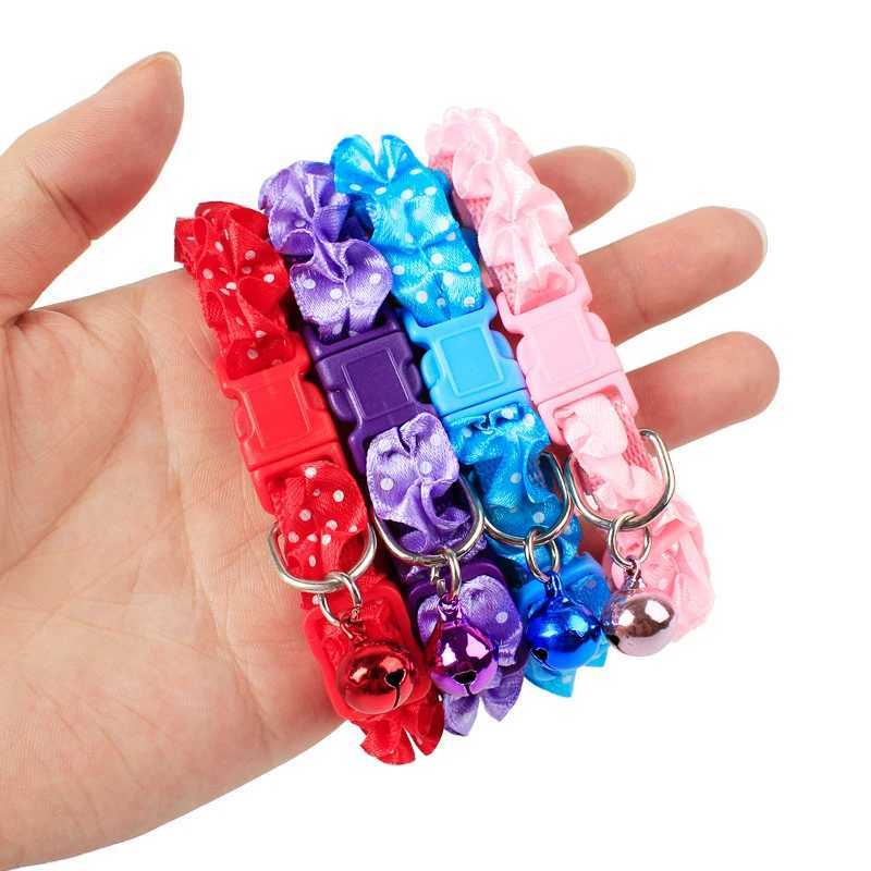 Cute Lace Sweet Pet Collar Necklace Dog Cat Collar With Bell Pendant Adjustable Small Medium Dogs Puppy Supplies Safety BuckleXJ241219