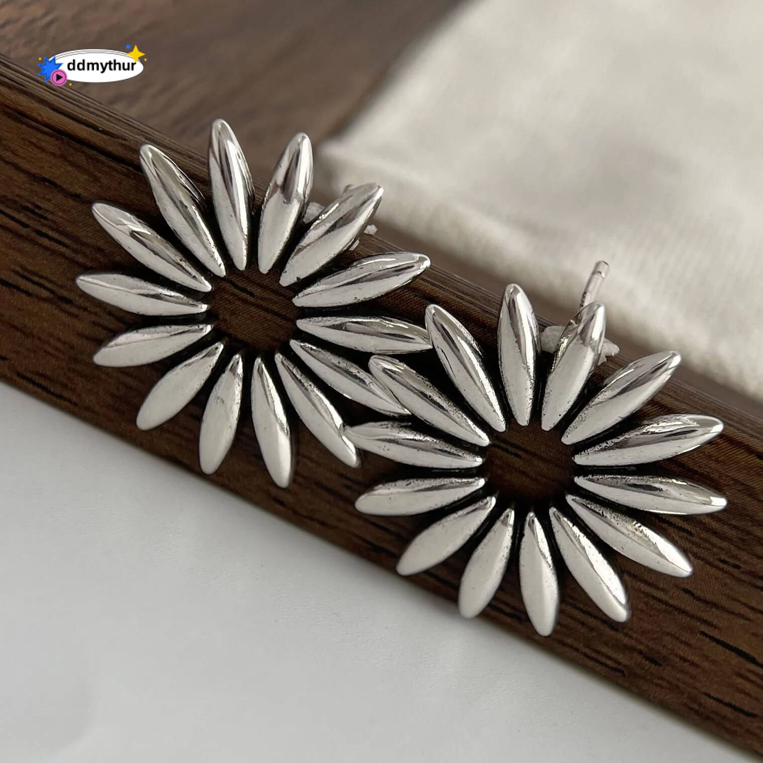 Sterling Sier Vintage Square Earrings For Women Retro Big Suower Earring Jewelry Prevent Allergy Party Accessories Gift ddmythur