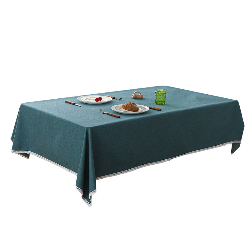 B333 tablecloth waterproof and oil-proof household high-grade coffee table solid color tablecloth lace rectangular tablecloth dirt-resistant and wear-