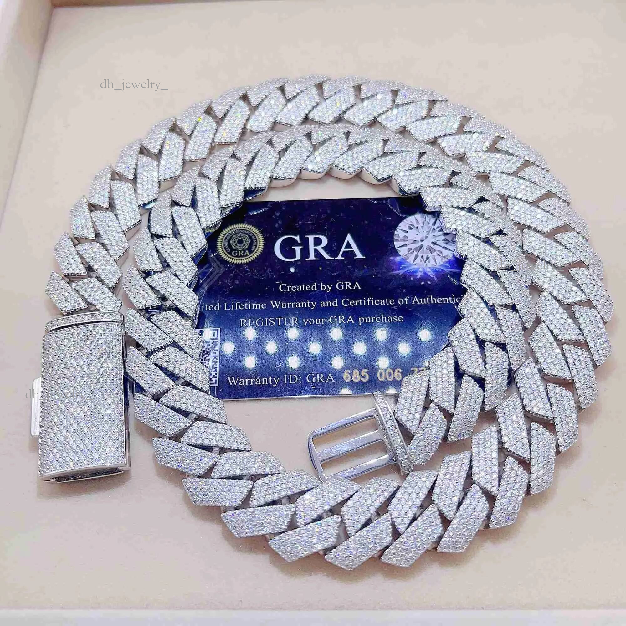 20MM width necklace iced out pass dia tester Sterg Vvs moissanite pendant Cuban k chain