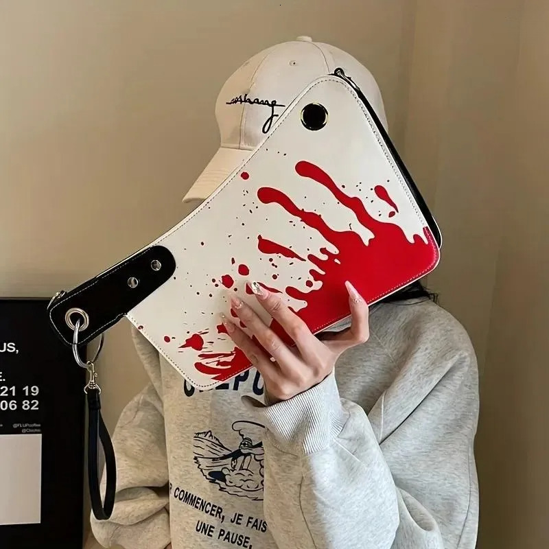Free Shipping Totes Halloween Funny Horror Kitchen Knife Handbag Durable Niche High-quality Texture Simulation Ladies Messenger Designer Bag Luxury Ba