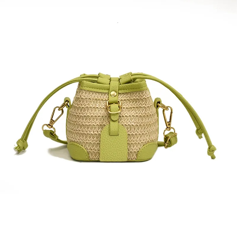 Free Shipping Shoulder Bags Fashion Mini Straw Bucket For Women 2024 Summer Knitting Crossbody Bag Female Designer Messenger Handbag