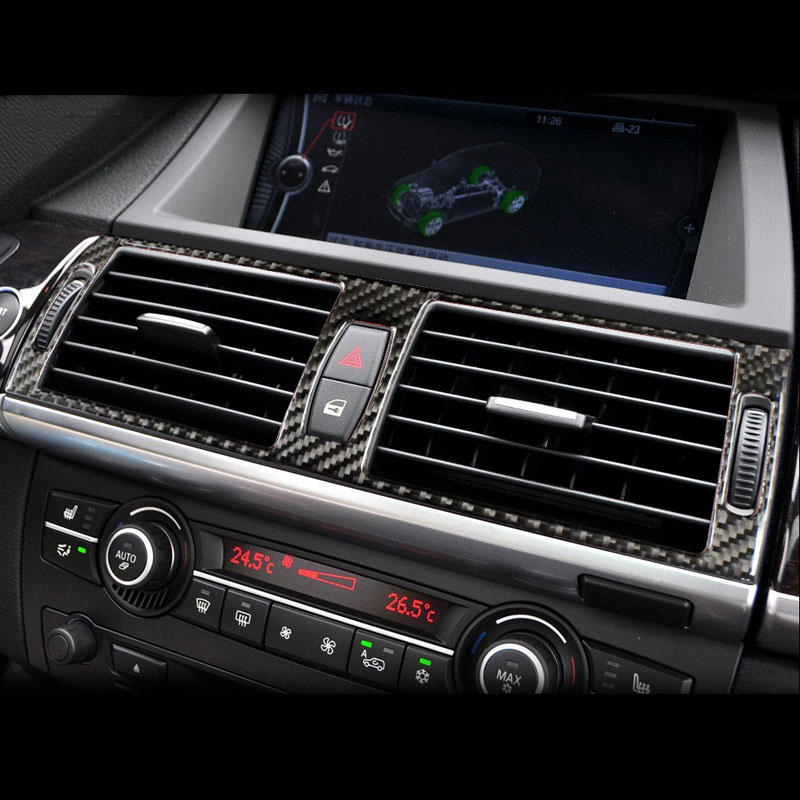 Carbon Fiber For BMW E70 E71 X5 X6 Interior Gearshift Air Conditioning AC CD Panel Reading Light Cover Trim Sticker Accessories Car Styling
