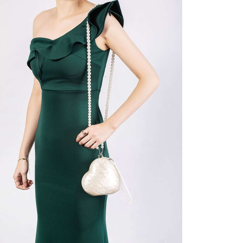 Dinner Bag Women Acrylic Egg Bag Cute Pearl Evening Clutch Bag With Beaded Strap For Wedding Party Purse And Handbag KQ