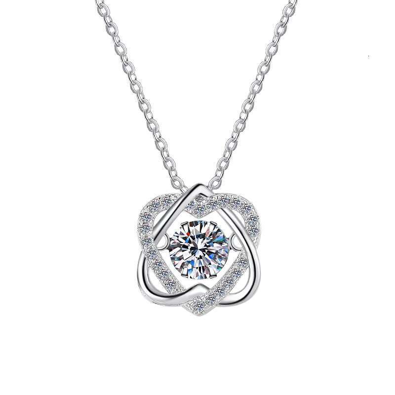 Jewelry Elegant Design 0.5Ct S Pure Sier VVs1 Sandstone Heart shaped Pendant Necklace Exquisite Women's Gift