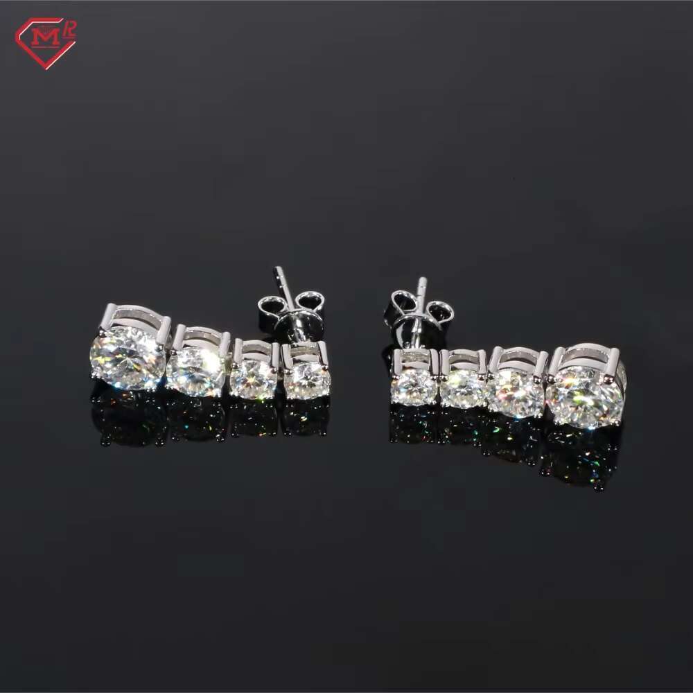 Best selling with tassel solid pound hip-hop Moissanite women's earrings