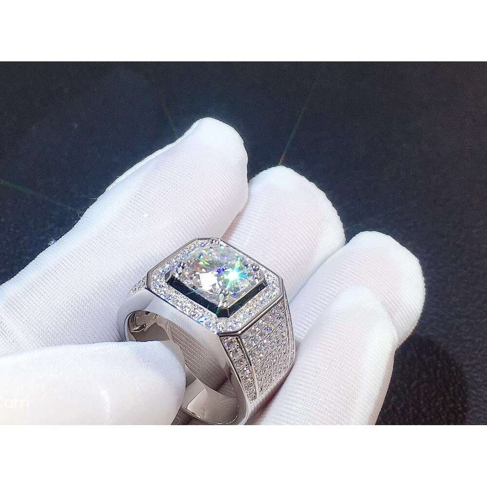 1CT 2CT 3CT 5CT gra vvs ring men white gold plated iced out moissanite rings sterling sier hip hop