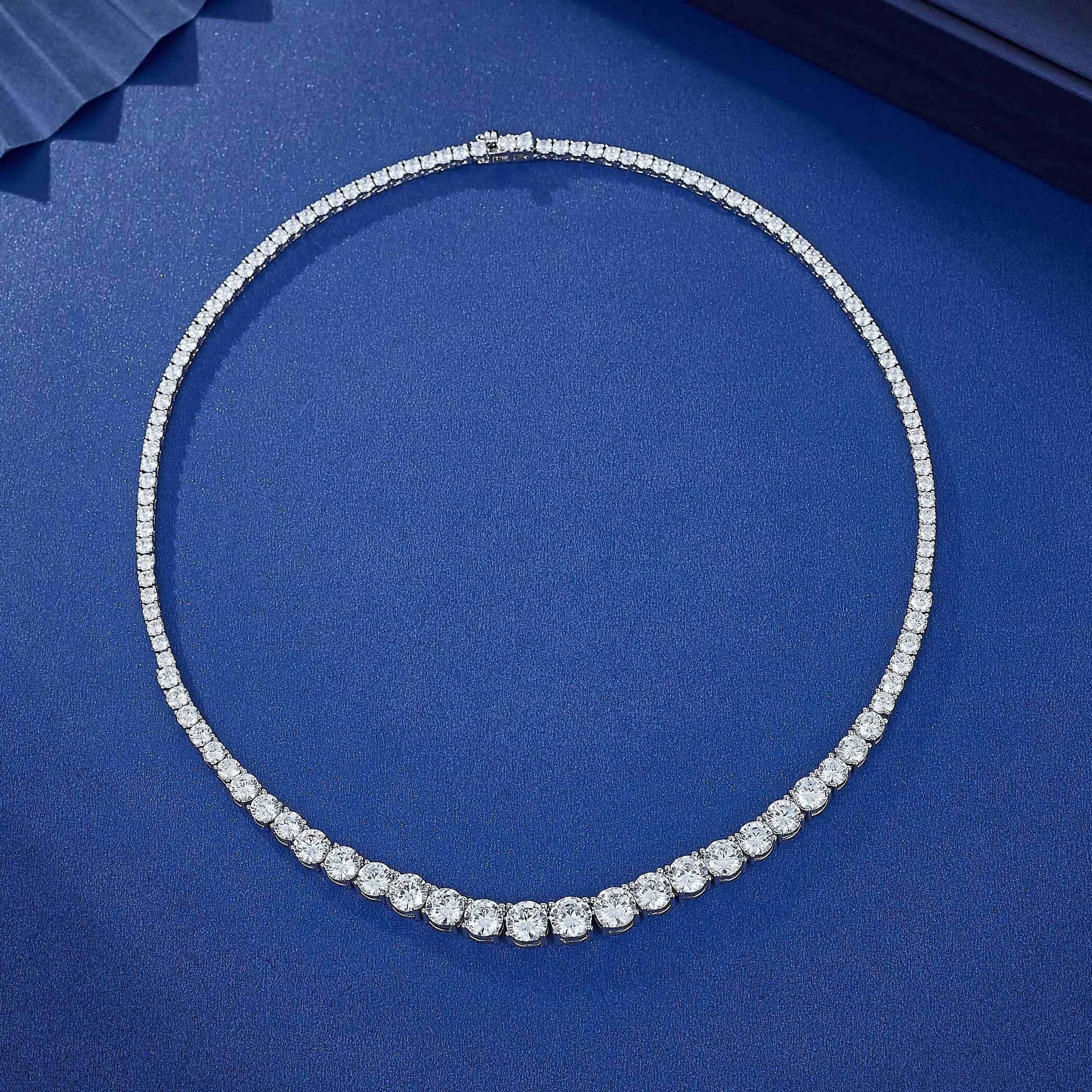 Tennis Necklace Claw Setting Cubic Zirconia Rose Gold Plating Copper Rhodium Colors Women Chain