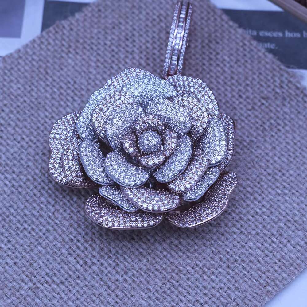 Sier silica high-quality men's freezer flourishing rose pendant boutique jewelry