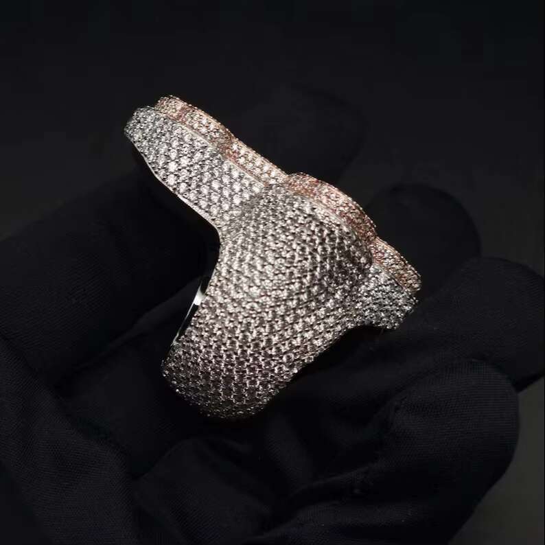 Hiphop jewelry men's Buss Down Cross pure silver chilled VVS Baguette Moissanite ring