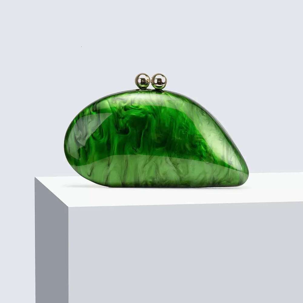 2025 Green Box Bag Mini Phone Women Acrylic Clutch Shoulder Brand Handbags Marble Evening Purse Wedding Tail Beach