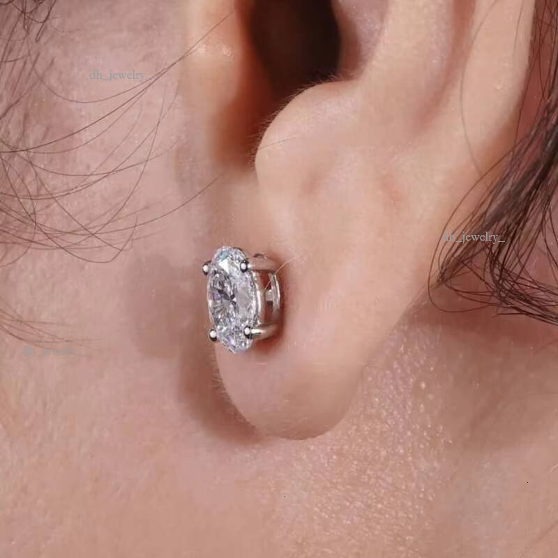 Igi Gia Certified HPHT CVD Vvs1 Lab Grown Created Dia 14k Solid Gold Earrings Studs Oval Cut Screw Back Stud 1 2 3 Ct