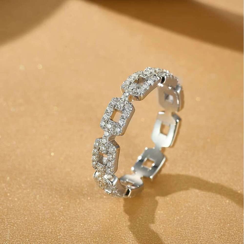 Pure silver eternal Cuban ring certified VVS1 silica chilled hip-hop style men's and women's wedding accessories