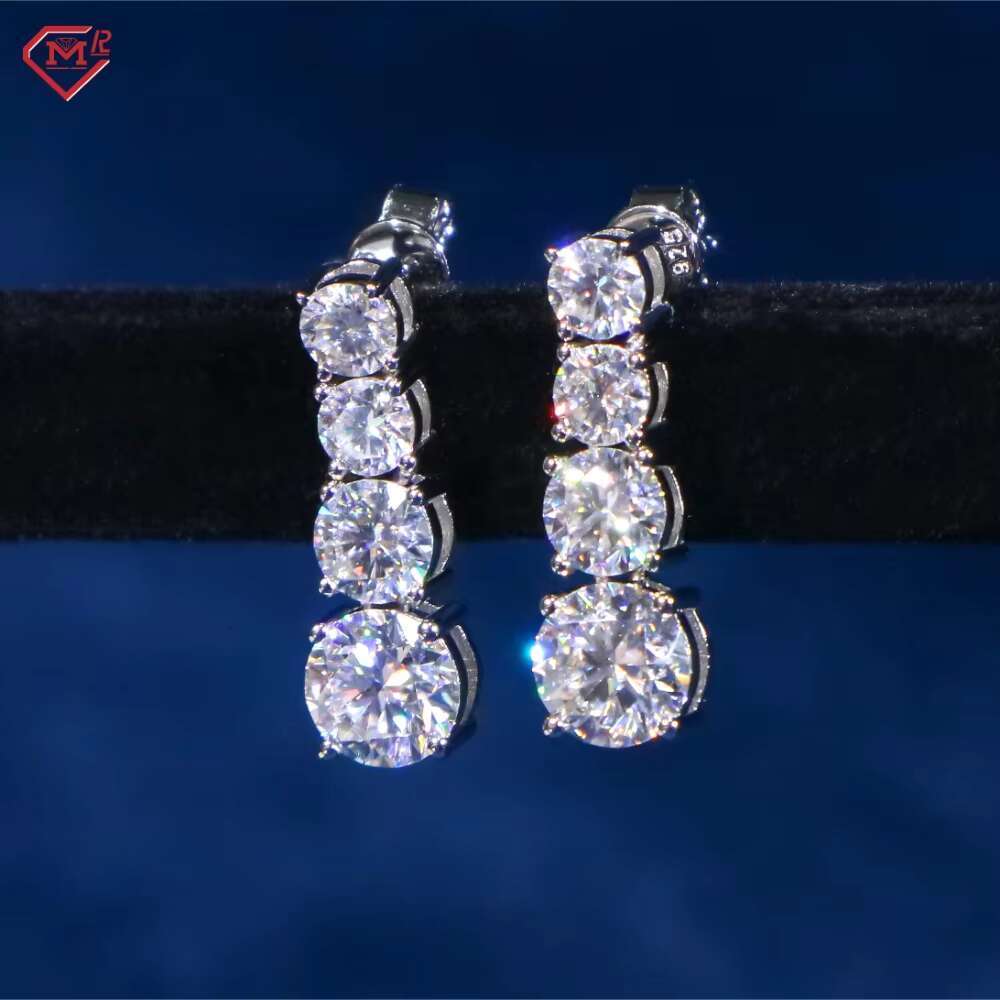 Best selling with tassel solid pound hip-hop Moissanite women's earrings