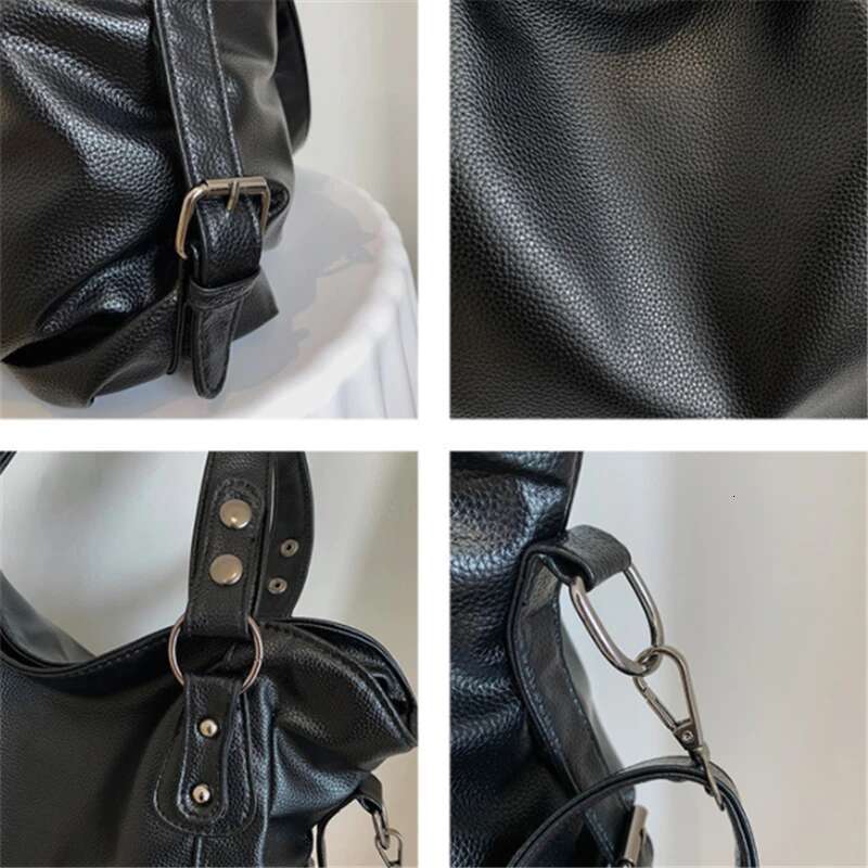 Dinner Bag Capacity Black Shoulder Bags For Women Large Shopper Solid Color Soft Leather Crossbody Handbag Lady Travel Tote Bag KQ