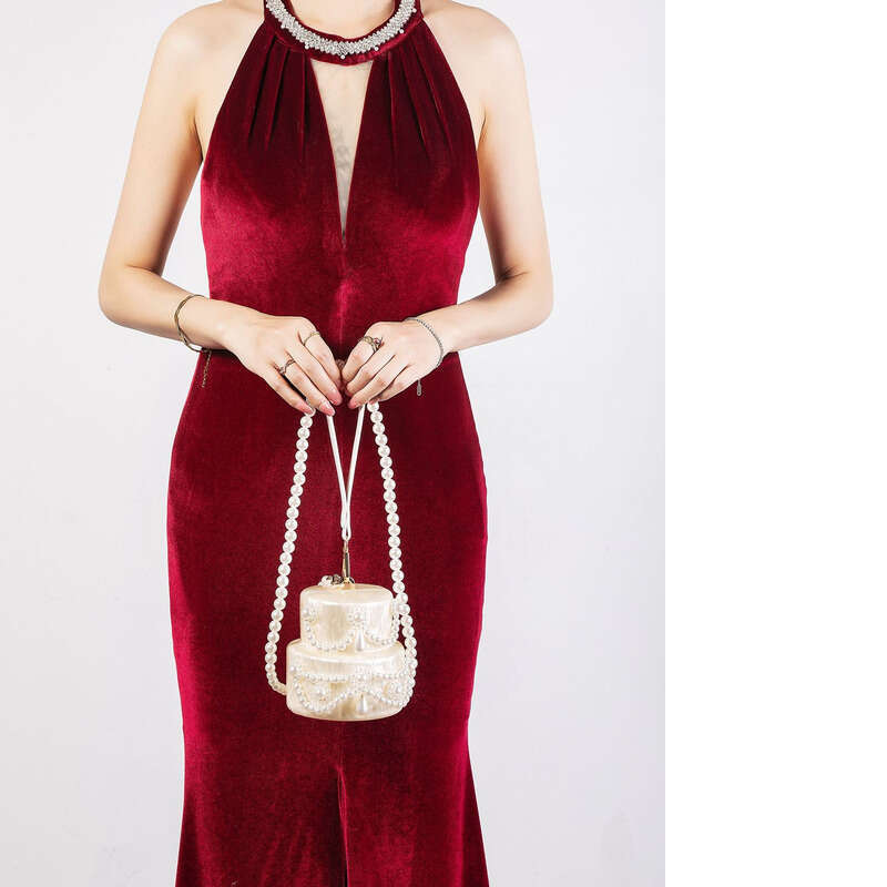 Dinner Bag Women Acrylic Egg Bag Cute Pearl Evening Clutch Bag With Beaded Strap For Wedding Party Purse And Handbag KQ