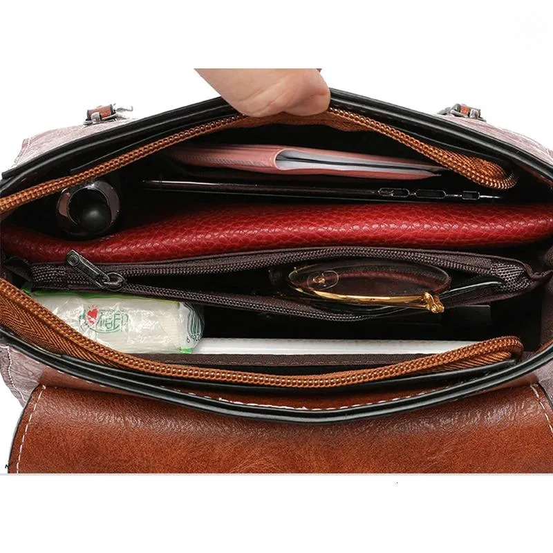 Shoulder Bags Vintage Crossbody Bag For Women PU Leather Small Square Double-zipper Lock Designer Messenge Brands Handbag New Free Delivery Designer B