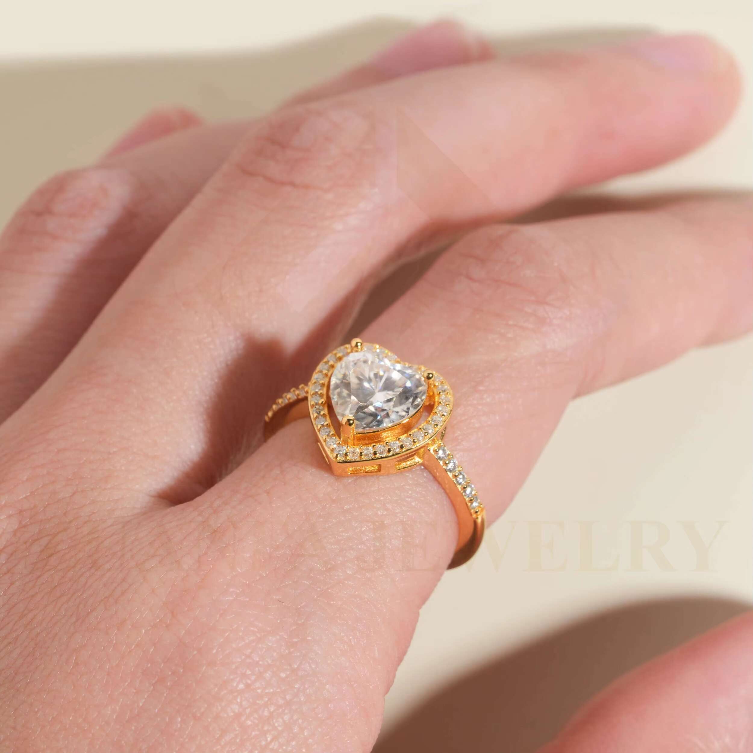 18k Gold Plated Engagement Rings 925 Silver 2carats Moissanite Heart Shape Cluster Wedding Ring Gold Plated Women Jewelry