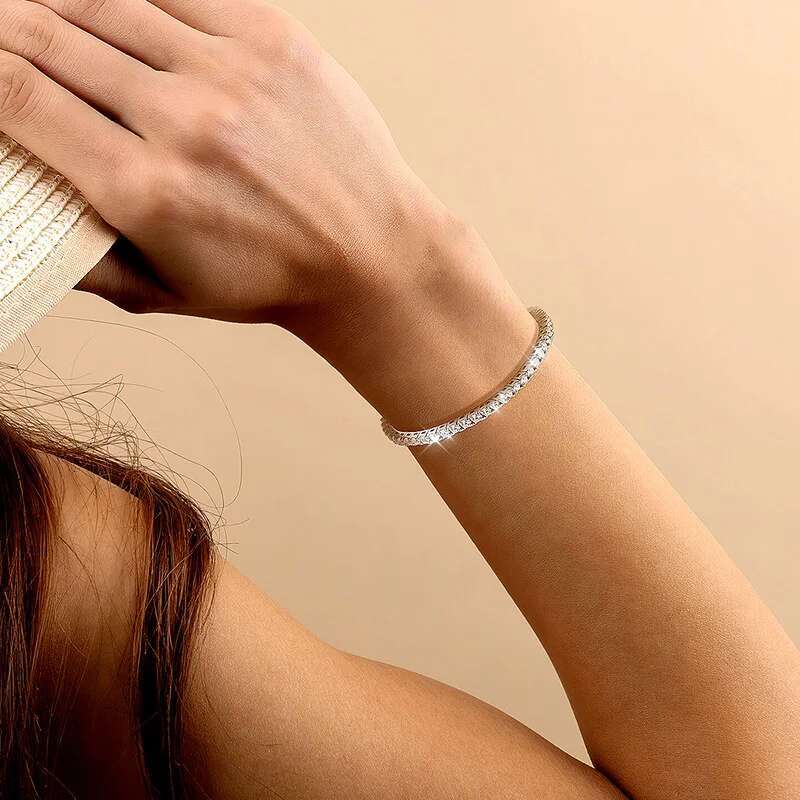 KNOBSPIN D VVS1 Moissanite Tennis Bracelet Original s Sterling Sier Plated White Gold with GRA Bracelets for Women Man