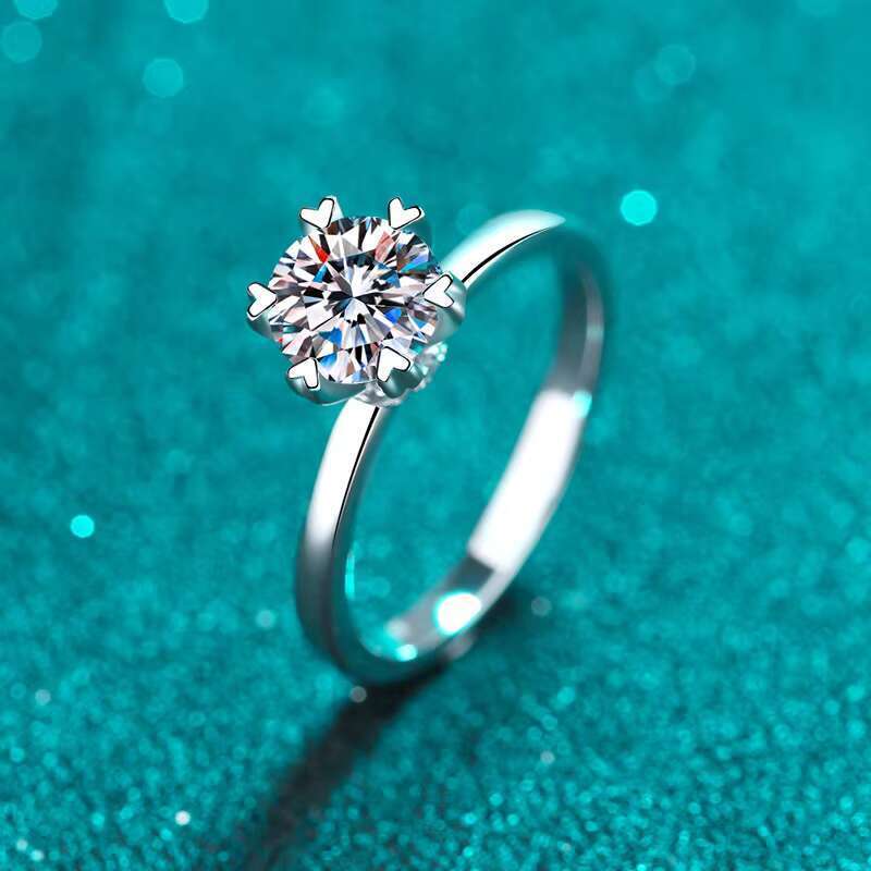 Luxurious S sterling silver 2ct silica engagement wedding exquisite jewelry ring, six claws chilled for women