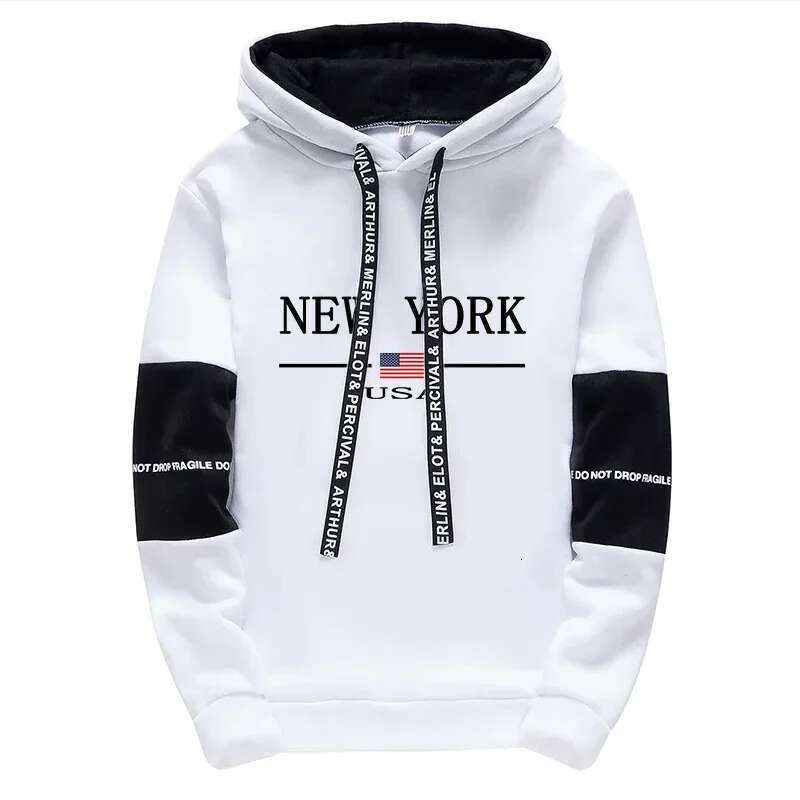 New York Letter Printed Hoodies Sweatpants Men's Autumn Daily Casual Sports Jogging Suit Urban Fashion Streetwear Gym Outfits Designer