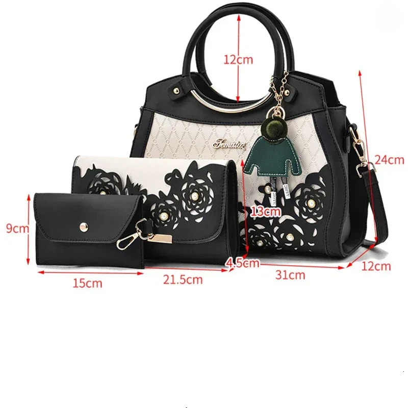 Fashion Bag - Women's Designer Bags, Hollow Out Ombre Handbag, Floral Print Shoulder Bag, PU Leather Casual Tote New Free Delivery Designer Bag