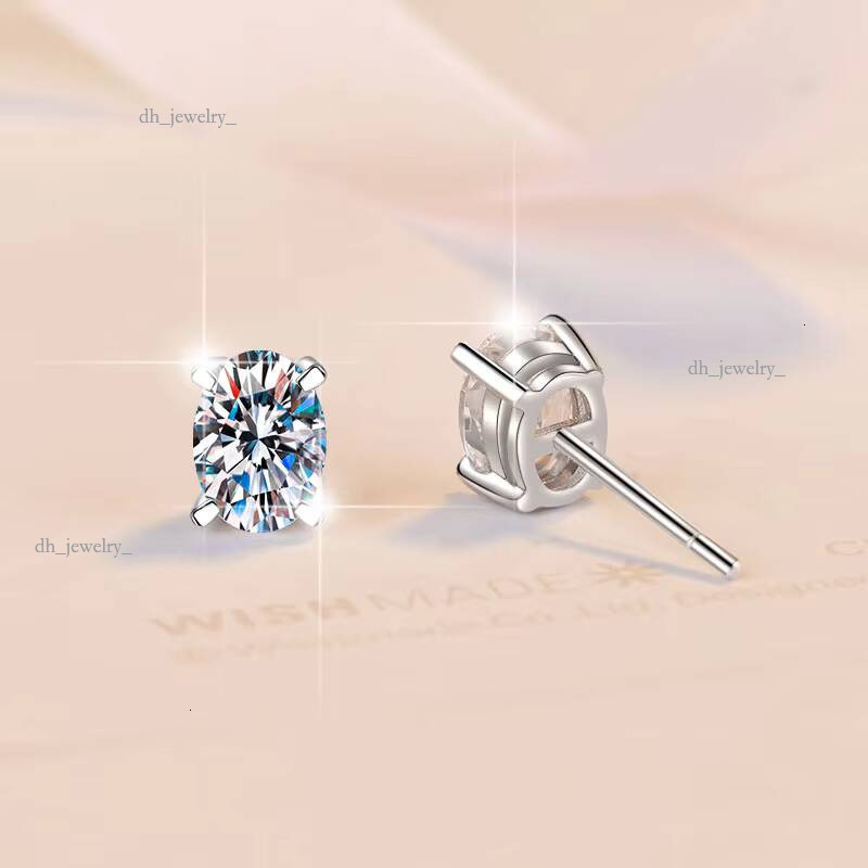 Fine Jewelry Women's Minimalist 0.5Ct/1Ct/2ct Oval Cut Dia S Sterling Sier VVs1 Moissanite Earrings