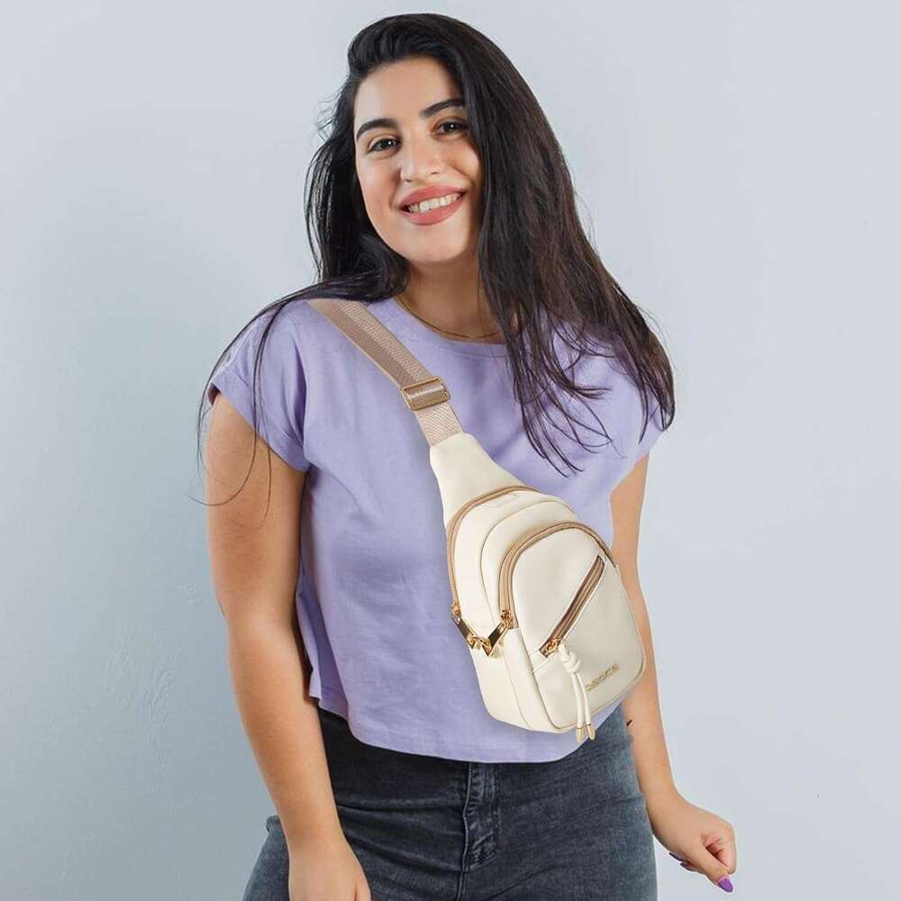 Crossbody Women RFlD Pocket Small Shoulder Bag with Anti Theft Zipper Clips, Adjustable Strap Perfect for Shopping and TravelWhite