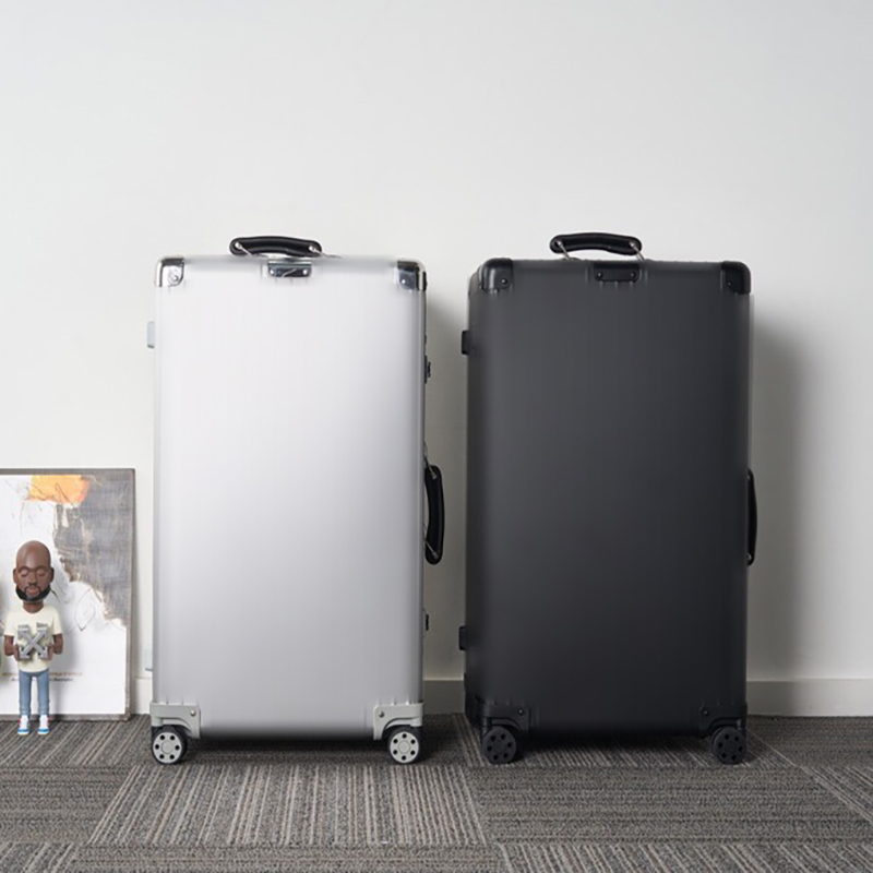 Multi-colour designer luggage women metal universal wheel large capacity trolley case silver/black fashion luxury boarding box men