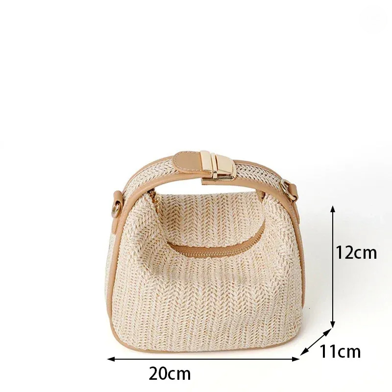 Shoulder Bags Straw Crossbody Bag For Women Fashion Bohemian Small Knitting Summer Purse And Handbag Ladies Casual Vacation Bucket New Free Delivery D