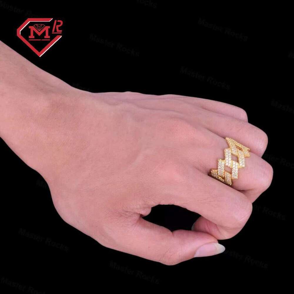 Rap singer men's stackable chilled straight edge S Hiphop Cuban style moissanite ring