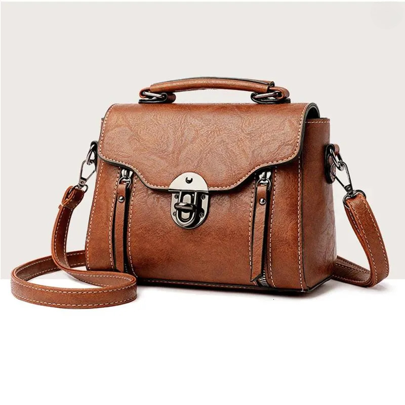 Shoulder Bags Vintage Crossbody Bag For Women PU Leather Small Square Double-zipper Lock Designer Messenge Brands Handbag New Free Delivery Designer B