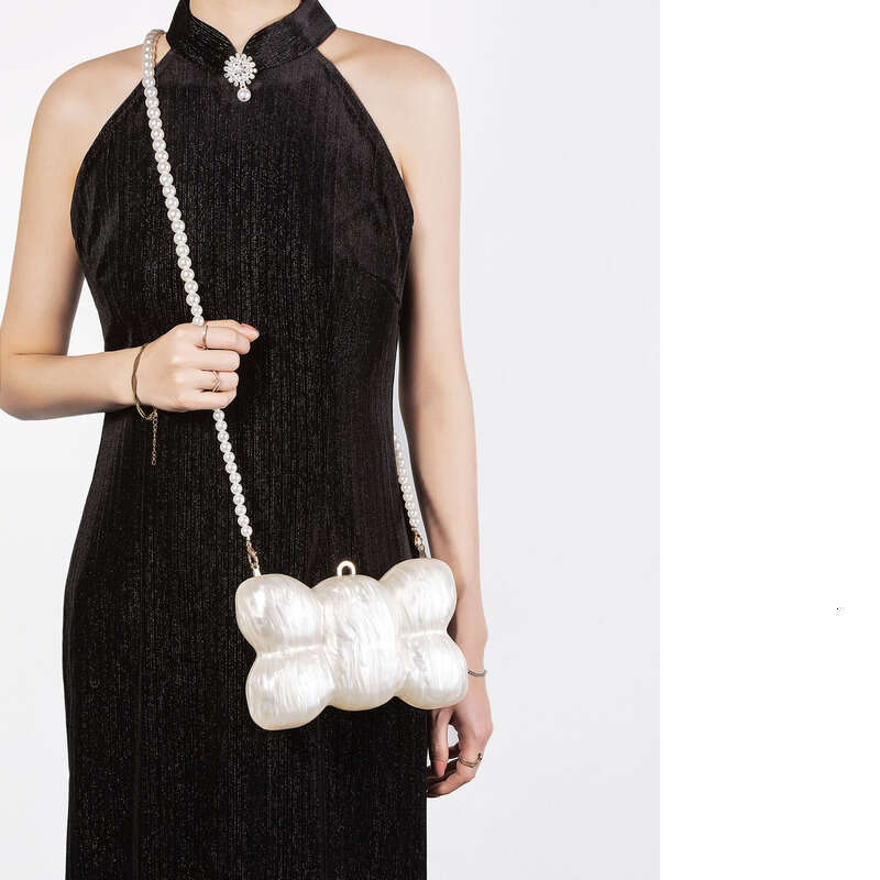 Dinner Bag Women Acrylic Egg Bag Cute Pearl Evening Clutch Bag With Beaded Strap For Wedding Party Purse And Handbag KQ
