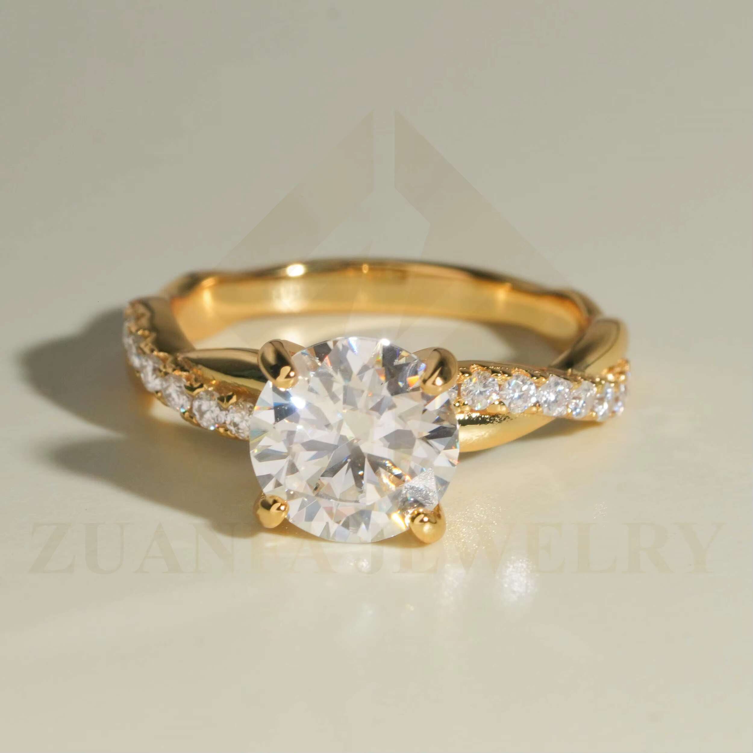 2t Cheap Price Wholesale Engagement Rings 925 Silver Round Moissanite Wedding Ring Gold Plated Women Jewelry