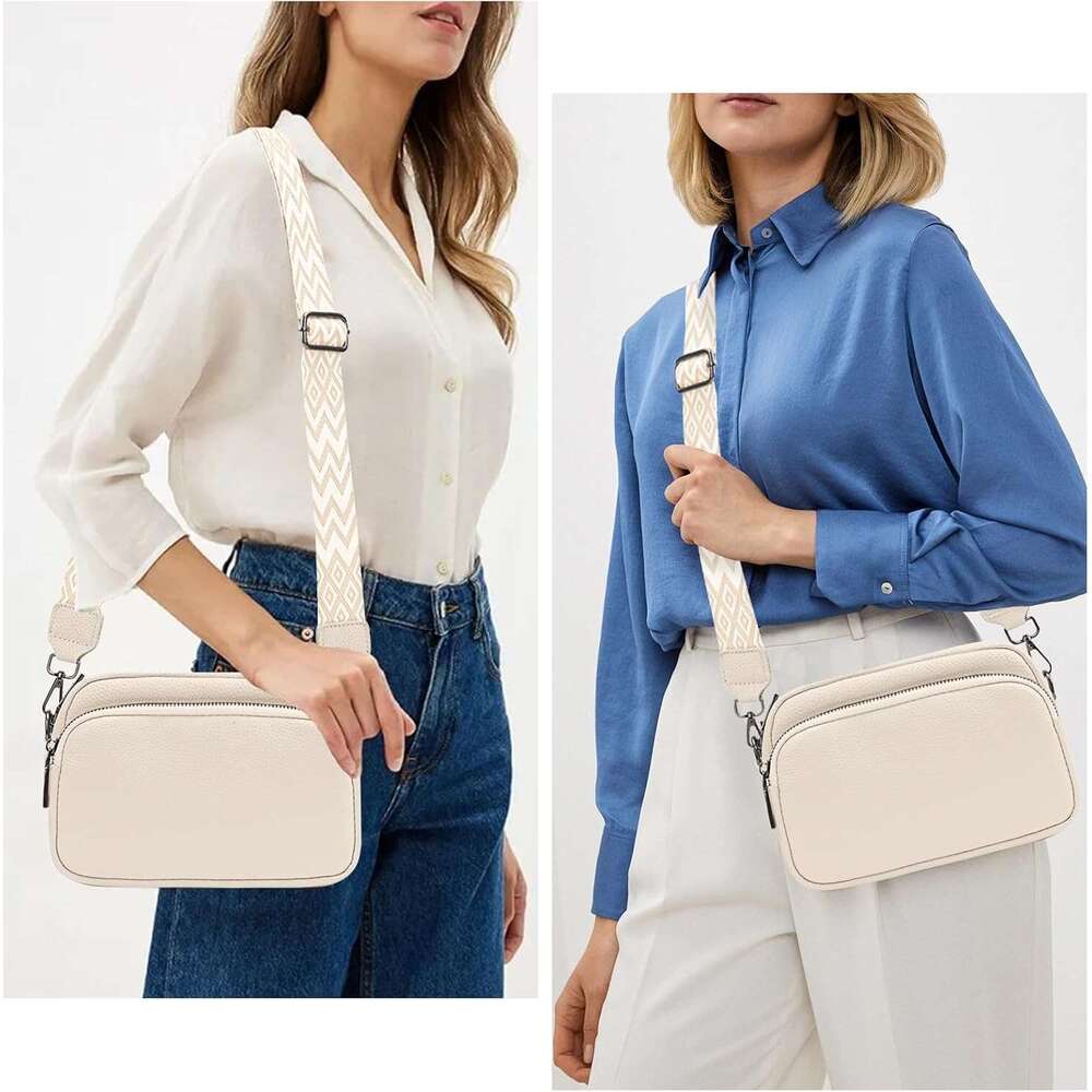 Crossbody Women Leather Handbags Shoulder Bags with Adjustable Wide Strap Camera Cross Body Bag for Ladies Girls Travel Shopping Work Daily Use