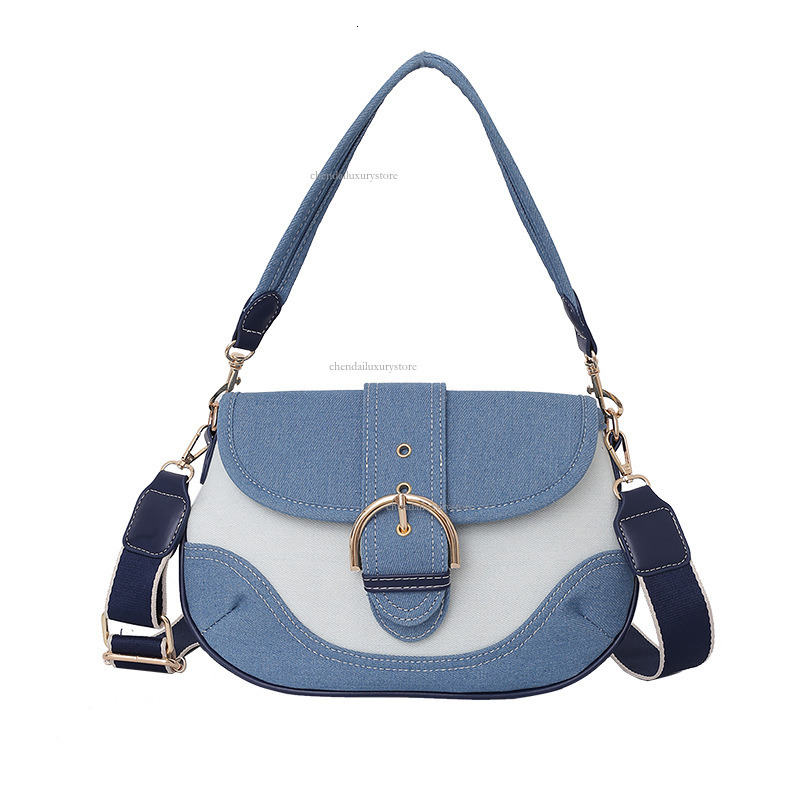 2025 Women's Cowboy Shoulder Bag Comparison Splicing Designer Bag Saddle Crossbody Bag Fashion Magnetic Buckle High Quality Commuter Bag Shopping