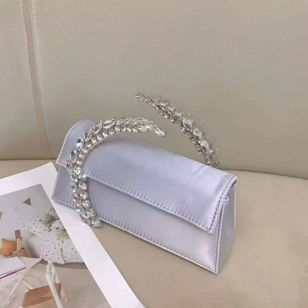 Dinner Bag Satin Metal Handheld Women Handbag Crystal Shiny Rhinestones Dia Evening Wedding Party Clutch Purse Shoulder Bag KQ