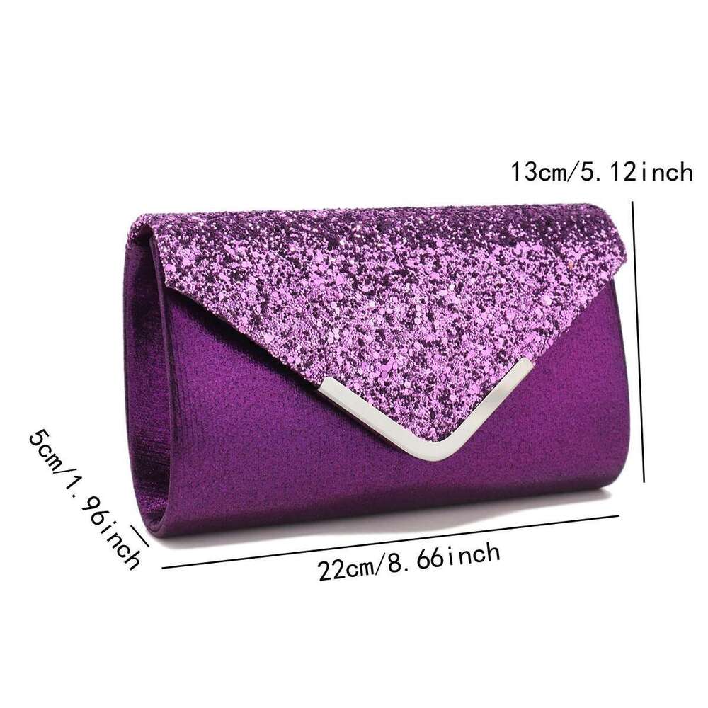 Dinner Bag Sier Clutch V Design Metal Chain Glitter Sequined Evening Bags With Envelope Party Wedding Casual Lady Handbags Banquet KQ