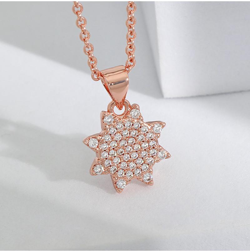 Octagonal Star Meteor Necklace | Simple Diamond-Encrusted Comet Sunflower Pendant | Fashion Jewelry for Women