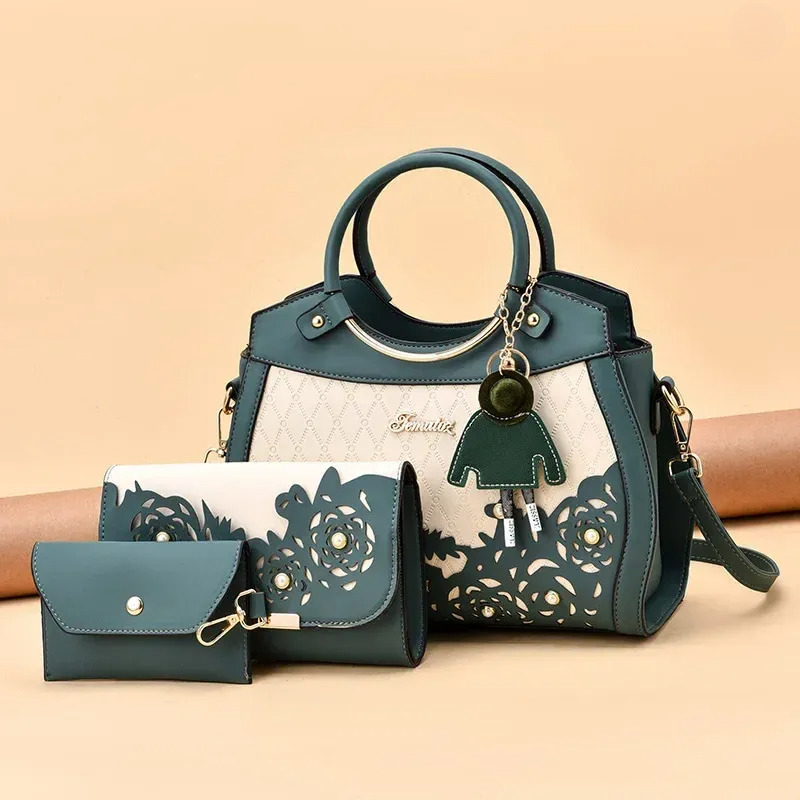 Fashion Bag - Women's Designer Bags, Hollow Out Ombre Handbag, Floral Print Shoulder Bag, PU Leather Casual Tote New Free Delivery Designer Bag
