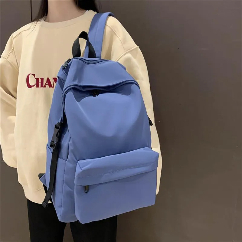 Japanese Student Style Backpack - Solid Color Nylon Schoolbag For High School & College New Free Delivery Designer Bag
