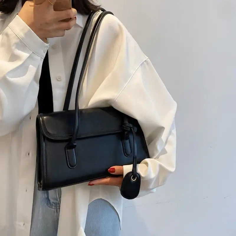 Vintage Bags - Chic Ivory Leather Underarm Bag, Designer Shoulder Handbags, Retro Style Purses Women, Lightweight For Daily Use New Free Delivery Desi