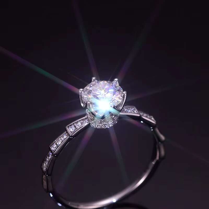Casey Jewelry 1ct/2ct Classic Six Claw Wedding Engagement Silver Sandstone Ring