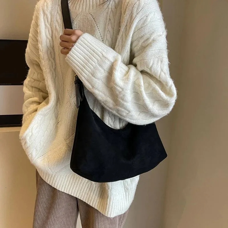 Free Shipping Hobo Vintage Handbag Purse For Women Suede Shoulder Bag Causal Crossbody Bags Female Clutch Ladies Crescent Designer Bag Luxury Bag Tote