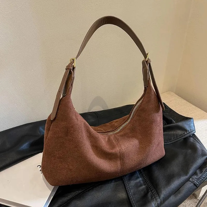 Free Shipping Hobo Vintage Handbag Purse For Women Suede Shoulder Bag Causal Crossbody Bags Female Clutch Ladies Crescent Designer Bag Luxury Bag Tote