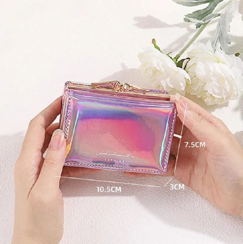 Free Shipping Wallets Trend Women Wallet Bags Letter Print Laser Short Change Purse Bag PU Leather Small Money Coin Card Holder Designer Bag Luxury Ba