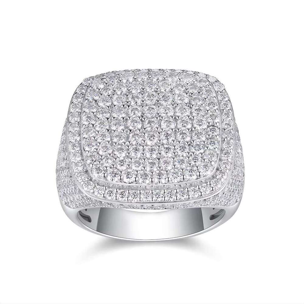 Zanlong 15350 Hip Hop Jewelry Pure Silver VVS Carbon Silica Iced Micro Lay Men's Diamond Ring
